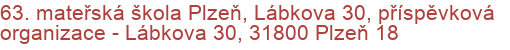 63. mateřská škola Plzeň, Lábkova 30, příspěvková organizace - Lábkova 30, 31800 Plzeň 18