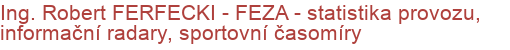 Ing. Robert FERFECKI - FEZA - statistika provozu, informační radary, sportovní časomíry | Dopravní značení a zařízení, měřiče rychlosti, dopravní zrcadla, pronájem dopravního značení