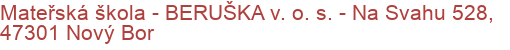 Mateřská škola - BERUŠKA v. o. s.  - Na Svahu 528, 47301 Nový Bor