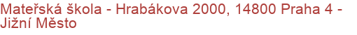 Mateřská škola - Hrabákova 2000, 14800 Praha 4 - Jižní Město