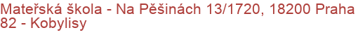 Mateřská škola - Na Pěšinách 13/1720, 18200 Praha 82 - Kobylisy