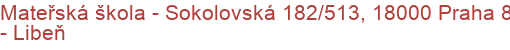 Mateřská škola - Sokolovská 182/513, 18000 Praha 8 - Libeň