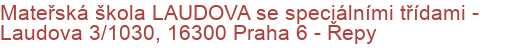 Mateřská škola LAUDOVA se speciálními třídami - Laudova 3/1030, 16300 Praha 6 - Řepy
