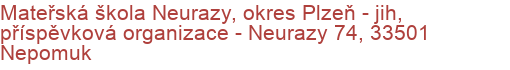 Mateřská škola Neurazy, okres Plzeň - jih, příspěvková organizace - Neurazy 74, 33501 Nepomuk