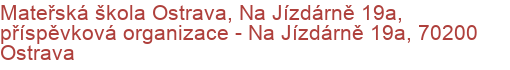Mateřská škola Ostrava, Na Jízdárně 19a, příspěvková organizace - Na Jízdárně 19a, 70200 Ostrava