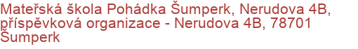 Mateřská škola Pohádka Šumperk, Nerudova 4B, příspěvková organizace - Nerudova 4B, 78701 Šumperk