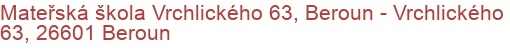 Mateřská škola Vrchlického 63, Beroun - Vrchlického 63, 26601 Beroun