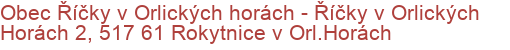 Obec Říčky v Orlických horách - Říčky v Orlických Horách 2, 517 61 Rokytnice v Orl.Horách