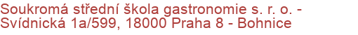 Soukromá střední škola gastronomie s. r. o.  - Svídnická 1a/599, 18000 Praha 8 - Bohnice