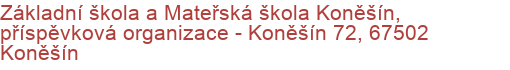 Základní škola a Mateřská škola Koněšín, příspěvková organizace - Koněšín 72, 67502 Koněšín