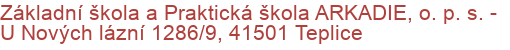 Základní škola a Praktická škola ARKADIE, o. p. s.  - U Nových lázní 1286/9, 41501 Teplice