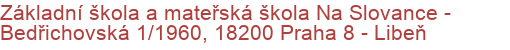 Základní škola a mateřská škola Na Slovance - Bedřichovská 1/1960, 18200 Praha 8 - Libeň